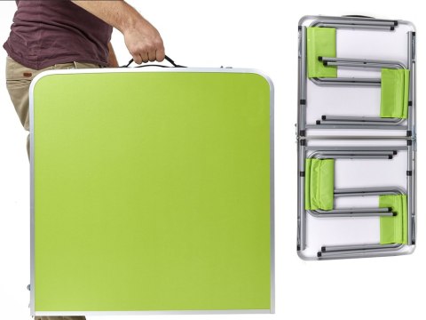 Zestaw stolik stół turystyczny składany kempingowy duży 4 krzesła walizka zielony