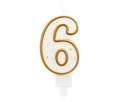 Świeczka cyfra 6 urodziny złoty kontur PF-SCZK6