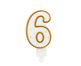 Świeczka cyfra 6 urodziny złoty kontur PF-SCZK6