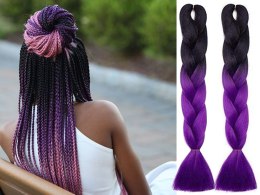 Włosy syntetyczne na warkoczyki ombre kolorowe fiolet