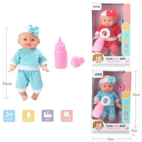 Lalka sikająca z butelką i smoczkiem 18 x 30 x 9cm A-0871