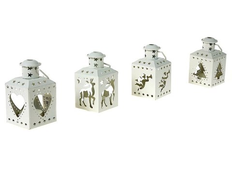 Lampion na tealight z motywem świątecznym 12 x 6 x 6cm metalowy