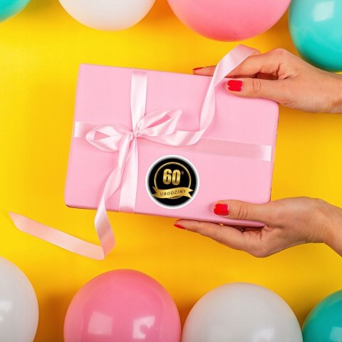 Naklejki 60 - te urodziny średnica 55 mm - 12szt