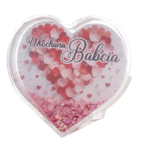 Ramka DLA BABCI serce z różowym brokatem. 10 x 4.5 x 9.5 cm