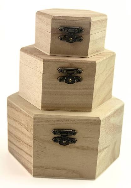 Szkatułki drewniane naturalne do decoupage 3szt. śr.dużej 13cm, wys.7,5cm