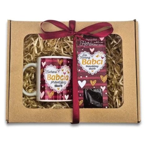 Zestaw KUBEK + HERBATA - Kochana Babcia prawdziwy skarb - dzień babci 3357B3