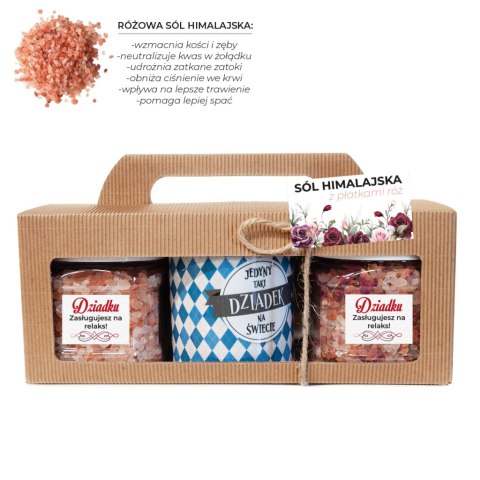 Zestaw prezentowy dla Dziadka sól himalajska + płatki róż + kubek