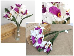 Bukiet 2szt IRYS wys. 50 cm 5 łodyg (kwiat 12 x 6 cm) BIAŁO-FIOLETOWY MD-024B