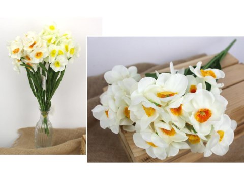 Bukiet NARCYZ wys. 41 cm 7 łodyg (35 główek 6 cm) MIX - żółty środek, pomarańczowy środek WMD-1988MIX