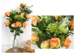Bukiet RÓŻA z czosnkiem wys. 55 cm 7 róż (8x6 cm) z dodatkami POMARAŃCZOWA WT-162B
