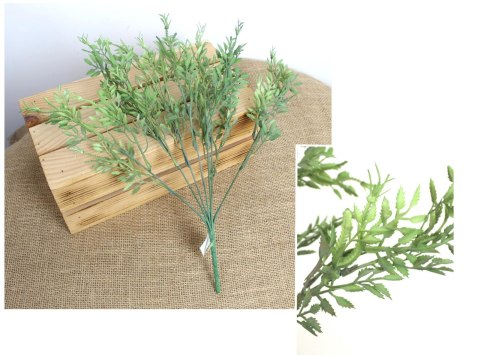 Gałązka 2szt drobne listki wys. 38 cm 7 łodyg ZIELONY bielony MD-069B