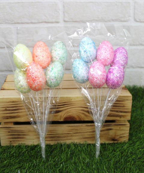 Jajka styropianowe 6 szt. na piku świecące mix BAE-22140