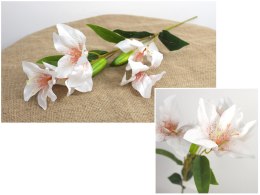 Kwiat 5szt LILIA 3D PRINT wys. 73 cm (5 kwiatów 10x6 cm, 2 pąki) - biała MZ-037A