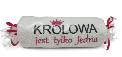 Ręcznik biały cukierek z haftem "Królowa jest tylko jedna"
