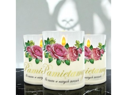 Świeczka led w obudowie z płomieniem - 10cm "Pamiętamy Na zawsze w naszych sercach"41498