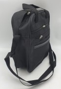 Torba męska 27 x 30 z dwoma zamkami materiał czarna