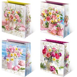 Torebki ozdobne 10szt. Kwiaty jasne 20 x 24 x 11 cm T-8L set 118