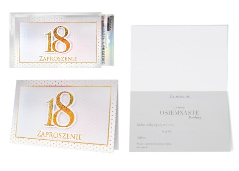 Zaproszenie 5szt. Urodziny 18 (osiemnastka) ZP-024