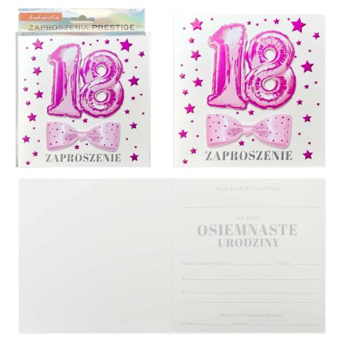 Zaproszenie 5szt. Urodziny 18 (osiemnastka) ZP-041