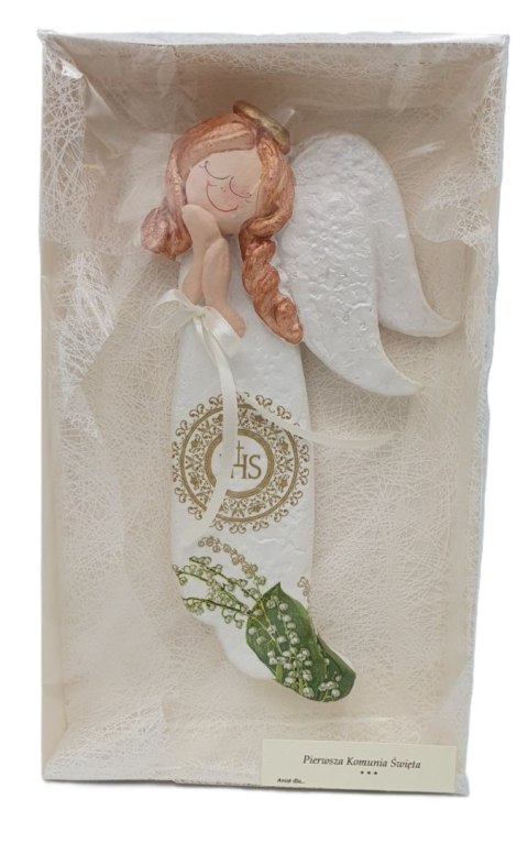 Anioł gipsowy w pudełku Pierwsza Komunia Święta