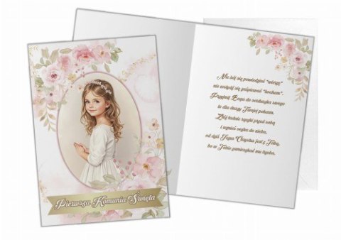 Kartka z życzeniami KARNET KOMUNIJNY dziewczynka 5