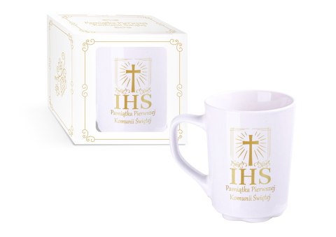 Kubek ceramiczny w kartoniku KOMUNIA IHS B4