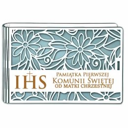 Pudełko na pieniądze banknotówka KOMUNIA - od MATKI CHRZESTNEJ - Ażur 3302A-KOM2N-MC
