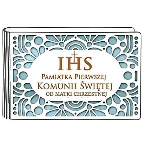 Pudełko na pieniądze banknotówka KOMUNIA - od MATKI CHRZESTNEJ - Ażur 3302A-KOM3N-MC