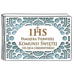 Pudełko na pieniądze banknotówka KOMUNIA - od OJCA CHRZESTNEGO - Ażur 3302A-KOM3N-OC