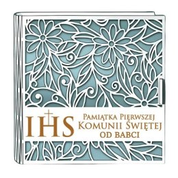 Pudełko na pieniądze kwadrat KOMUNIA - od BABCI - Ażur 3308A-KOM2N-B