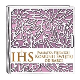 Pudełko na pieniądze kwadrat KOMUNIA - od BABCI - Ażur 3308A-KOM2R-B