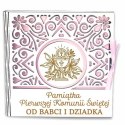Pudełko na pieniądze kwadrat KOMUNIA - od Babci i Dziadka - Dziewczynka Różowa 3308-KOM3BD