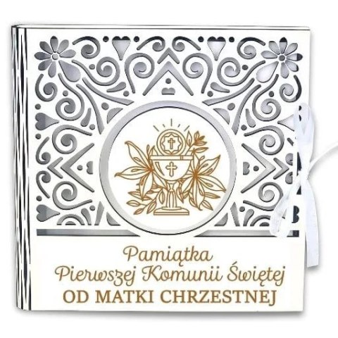 Pudełko na pieniądze kwadrat KOMUNIA- od MATKI CHRZESTNEJ - Ażur 3308A-KOM1B-MC