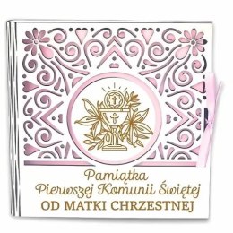 Pudełko na pieniądze kwadrat KOMUNIA - od MATKI CHRZESTNEJ - Ażur 3308A-KOM1R-MC