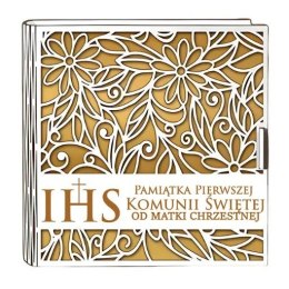 Pudełko na pieniądze kwadrat KOMUNIA - od MATKI CHRZESTNEJ - Ażur 3308A-KOM2Z-MC