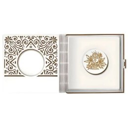 Pudełko na pieniądze kwadrat KOMUNIA - od OJCA CHRZESTNEGO - Ażur 3308A-KOM1Z-OC