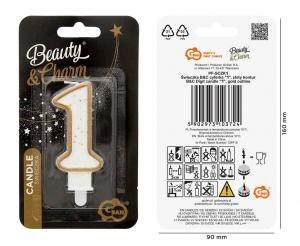 Świeczka B&C cyferka "1" złoty kontur PF-SCZK1