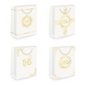 Torebka 12szt na prezenty 26 x 32 x 12cm IHS biało-złota 127469