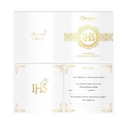 Zaproszenie na komunię biało-złote 10szt. 132593