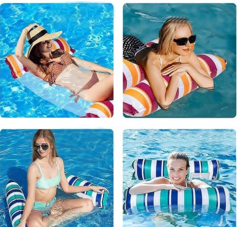 Dmuchany czerwony materac do pływania Hamak wodny na basen i plażę SP0759 CZ