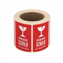 Etykiety ostrzegawcze 500szt. OSTROŻNIE SZKŁO 50×80