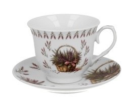 Filiżanka ze spodkiem kosze kwiatów LAWENDA