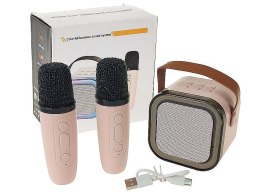 Karaoke, zestaw 2 mikrofonów z głośnikiem bluetooth 8,5 x 8,5 x 7cm z kablem USB