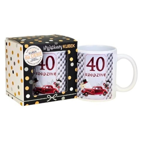 Kubek na 40 urodziny dla mężczyzny (bordowe auto) 3309-UR11-40