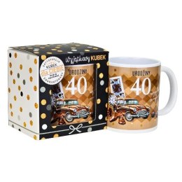 Kubek na 40 urodziny dla mężczyzny (brązowe auto) 3309-UR14-40