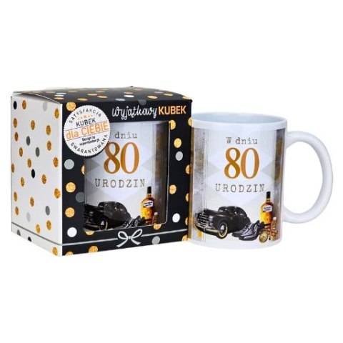 Kubek na 80 urodziny dla mężczyzny (czarne auto) 3309-UR15-80