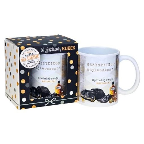 Kubek na urodziny dla mężczyzny (czarne auto) - Wszystkiego najlepszego 3309-UR15-WN