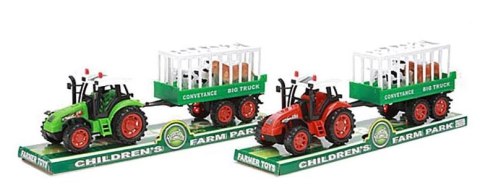 Traktor z przyczepą i zwierzętami 33 x 11 x 7cm A-0643