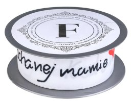 Wstążka biało czerwono czarna 3,5cm x 10mb KOCHANEJ MAMIE - 225592 M