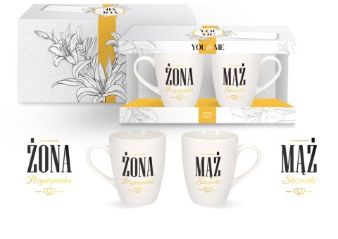 Zestaw 2 kubków 300ml Mąż Ślicznotki / Żona Przystojniaka YOU&ME